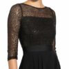 Swing Cocktailkleid mit Paillettenbesatz und 3/4-Arm, Schwarz