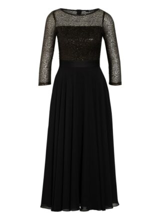 Swing Cocktailkleid mit Paillettenbesatz und 3/4-Arm, Schwarz