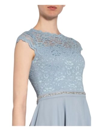 Swing Cocktailkleid mit Schmucksteinbesatz, Blau