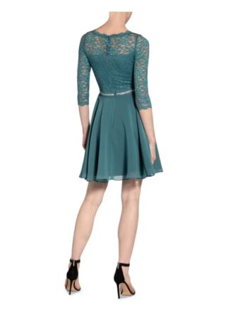 Swing Cocktailkleid mit Spitzenbesatz, Grün