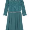 Swing Cocktailkleid mit Spitzenbesatz, Grün