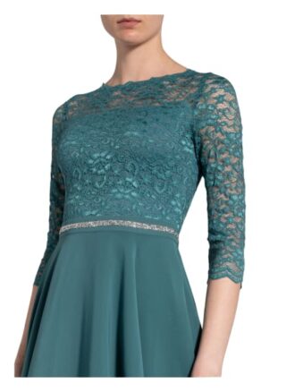 Swing Cocktailkleid mit Spitzenbesatz, Grün