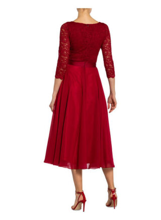 Swing Cocktailkleid mit Spitzenbesatz, Rot