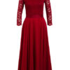 Swing Cocktailkleid mit Spitzenbesatz, Rot
