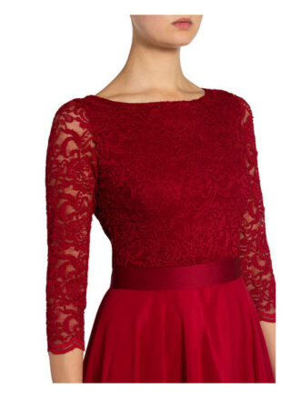 Swing Cocktailkleid mit Spitzenbesatz, Rot