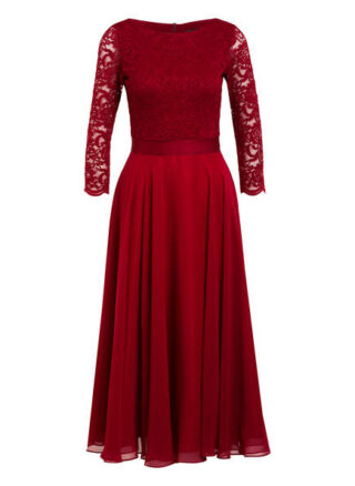 Swing Cocktailkleid mit Spitzenbesatz, Rot