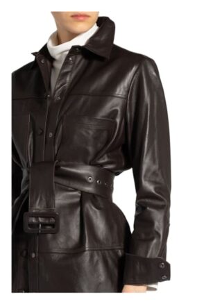 Ted Baker Hemdblusenkleid aus Leder, Braun