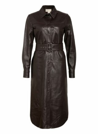 Ted Baker Hemdblusenkleid aus Leder, Braun