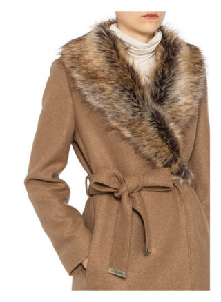 Ted Baker Mantel Corinna mit Kunstpelzbesatz, Beige
