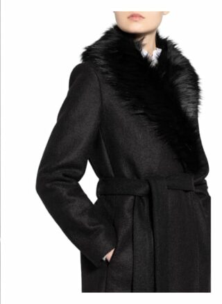 Ted Baker Mantel Corinna mit Kunstpelzbesatz, Schwarz