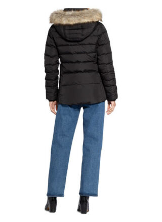 Tommy Hilfiger Daunenjacke mit Kunstfellbesatz, Schwarz