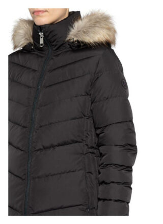 Tommy Hilfiger Daunenjacke mit Kunstfellbesatz, Schwarz