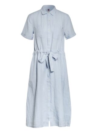 Tommy Hilfiger Hemdblusenkleid aus Leinen, Blau