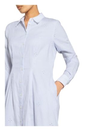 Tommy Hilfiger Hemdblusenkleid mit Lochstickerei, Blau