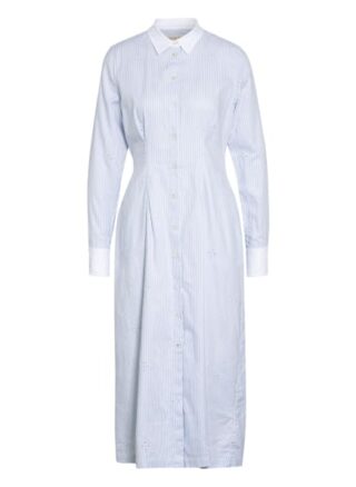 Tommy Hilfiger Hemdblusenkleid mit Lochstickerei, Blau