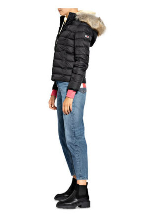 Tommy Jeans Daunenjacke mit Kapuze, Schwarz