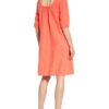Twenty Six Peers Leinenkleid mit 3/4-Arm, Rot