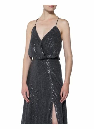 Unique Abendkleid mit Paillettenbesatz, Grau