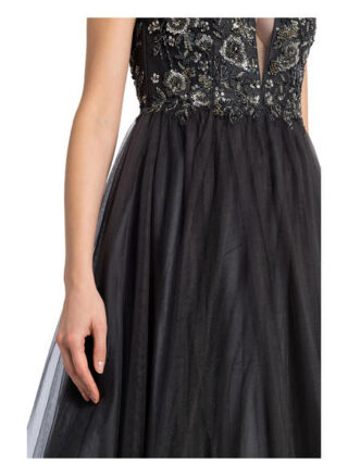 Unique Abendkleid mit Schmucksteinbesatz, Grau
