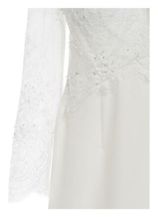 Unique Cocktailkleid mit Spitzenbesatz, Weiß