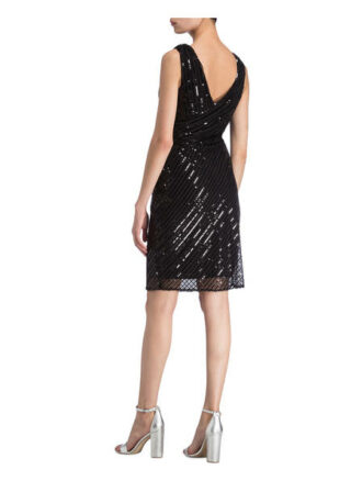 Unique Kleid mit Paillettenbesatz, Schwarz