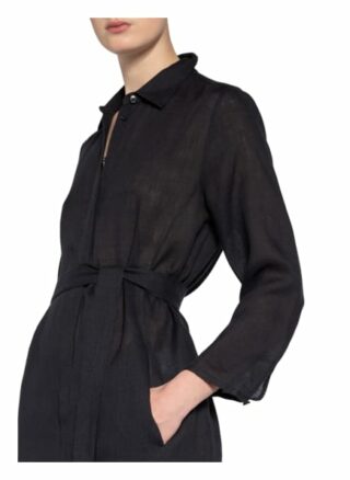 Van Laack Hemdblusenkleid Kaina aus Leinen, Schwarz