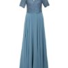 Vera Mont Abendkleid mit Paillettenbesatz, Blau