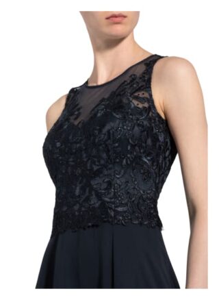 Vera Mont Cocktailkleid mit Spitzenbesatz, Grau