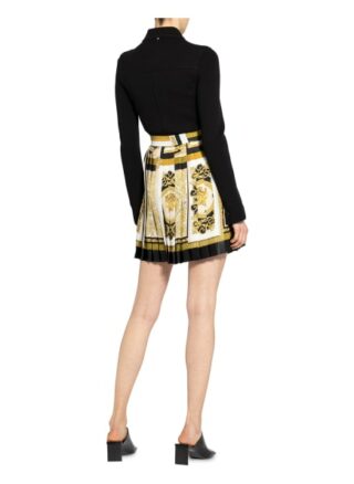 Versace Plisseerock aus Seide, Gelb