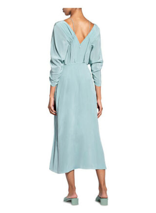 Victoriabeckham Seidenkleid mit 3/4-Arm, Grün
