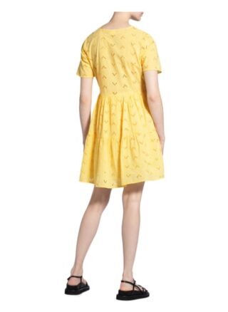 Vila Kleid Visilje mit Lochstickereien, Gelb