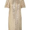 Whistles Wickelkleid mit Paillettenbesatz, Beige