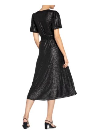 Whistles Wickelkleid mit Paillettenbesatz, Schwarz