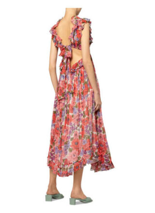 Zimmermann Seidenkleid Poppy mit Volants, Rot
