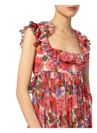 Zimmermann Seidenkleid Poppy mit Volants, Rot