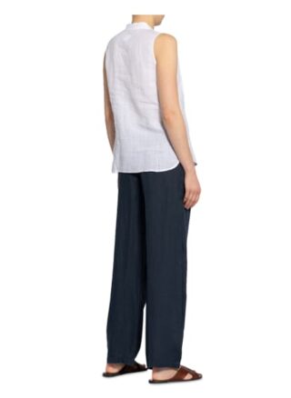 120%Lino Blusentop Aus Leinen weiss