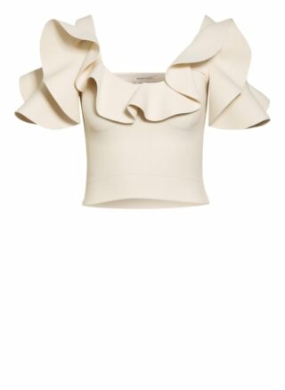 Alexander Mcqueen Cropped-Top Mit Volantbesatz beige