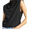 Alice+Olivia Top Coreen Cowl schwarz