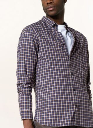 All Saints Hemd Deming Slim Fit blau