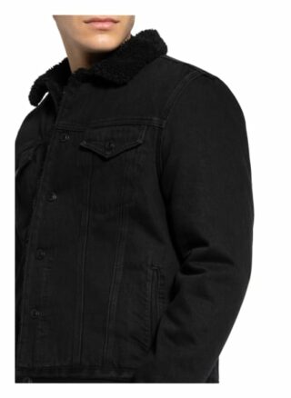 ALL SAINTS Alder Jeansjacke Herren, Schwarz