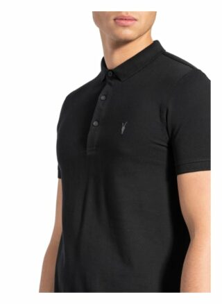 ALL SAINTS Reform Pique-Poloshirt Herren, Schwarz