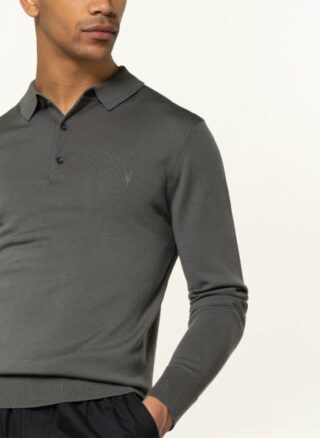 All Saints Strick-Poloshirt Aus Merinowolle grau
