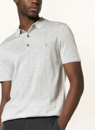 ALL SAINTS Mode Strick-Poloshirt Herren, Grau