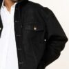 Balenciaga Jeansjacke Mit Sweatbesatz schwarz