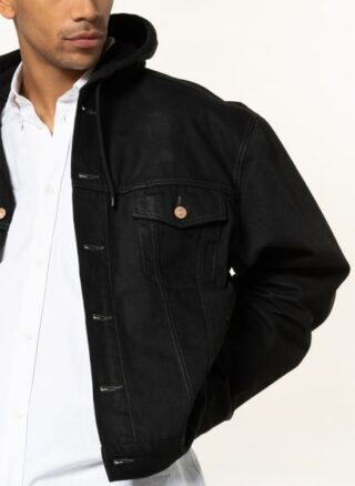 Balenciaga Jeansjacke Mit Sweatbesatz schwarz