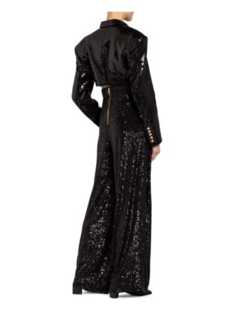 Balmain Cropped-Blazer Mit Paillettenbesatz schwarz