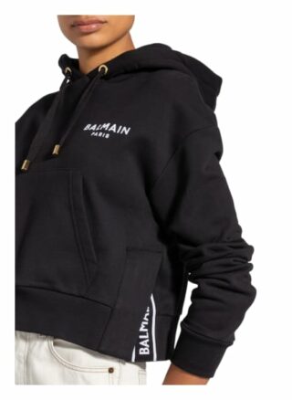 Balmain Cropped-Hoodie schwarz