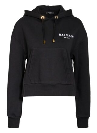 Balmain Cropped-Hoodie schwarz