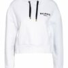 Balmain Cropped-Hoodie weiss