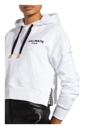 Balmain Cropped-Hoodie weiss